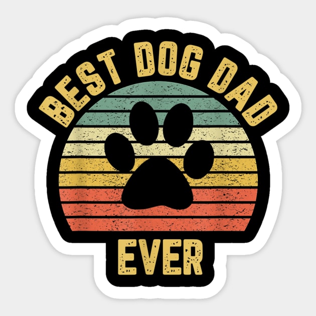 Best Dog Dad Ever Paw Print Vintage Sticker by Suchmugs